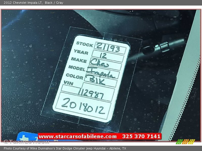 Black / Gray 2012 Chevrolet Impala LT