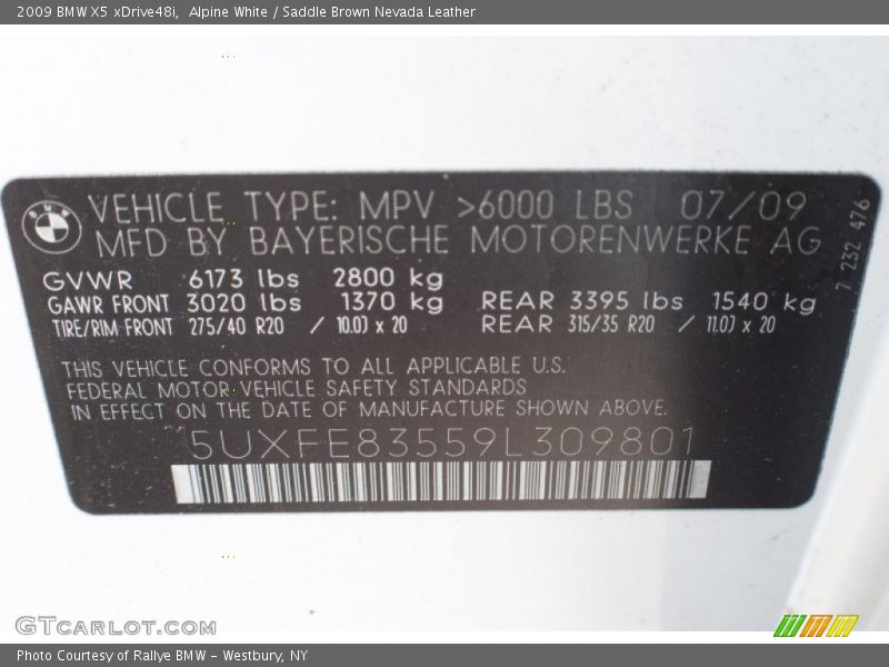 Alpine White / Saddle Brown Nevada Leather 2009 BMW X5 xDrive48i