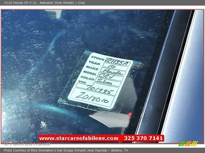 Alabaster Silver Metallic / Gray 2010 Honda CR-V LX