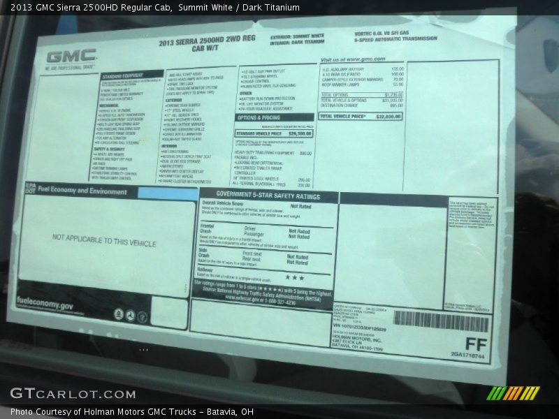 Summit White / Dark Titanium 2013 GMC Sierra 2500HD Regular Cab