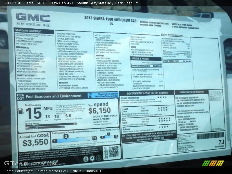 Stealth Gray Metallic / Dark Titanium 2013 GMC Sierra 1500 SL Crew Cab 4x4