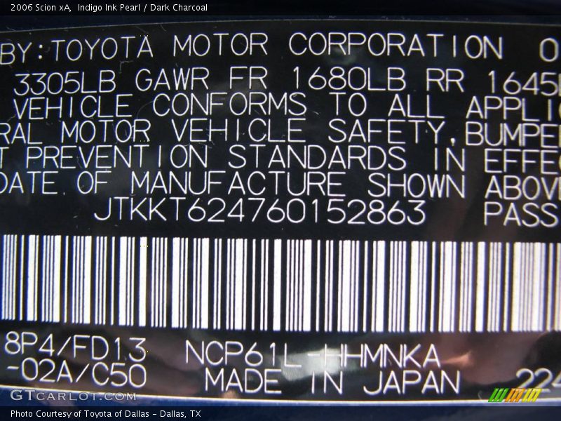 Indigo Ink Pearl / Dark Charcoal 2006 Scion xA