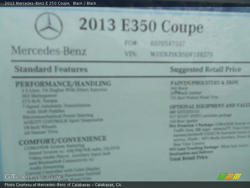 Black / Black 2013 Mercedes-Benz E 350 Coupe