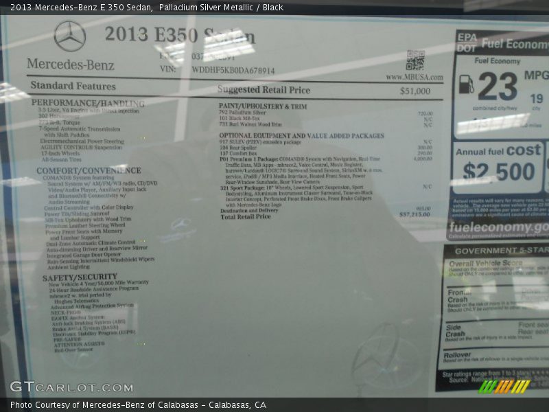 Palladium Silver Metallic / Black 2013 Mercedes-Benz E 350 Sedan