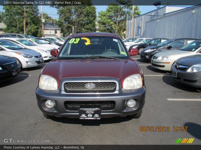 Merlot Red / Gray 2003 Hyundai Santa Fe GLS 4WD