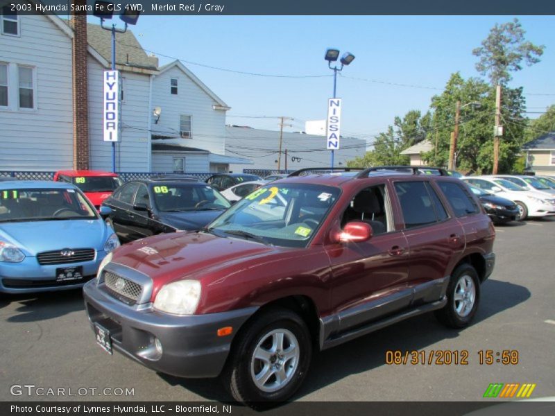 Merlot Red / Gray 2003 Hyundai Santa Fe GLS 4WD