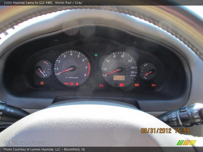 Merlot Red / Gray 2003 Hyundai Santa Fe GLS 4WD