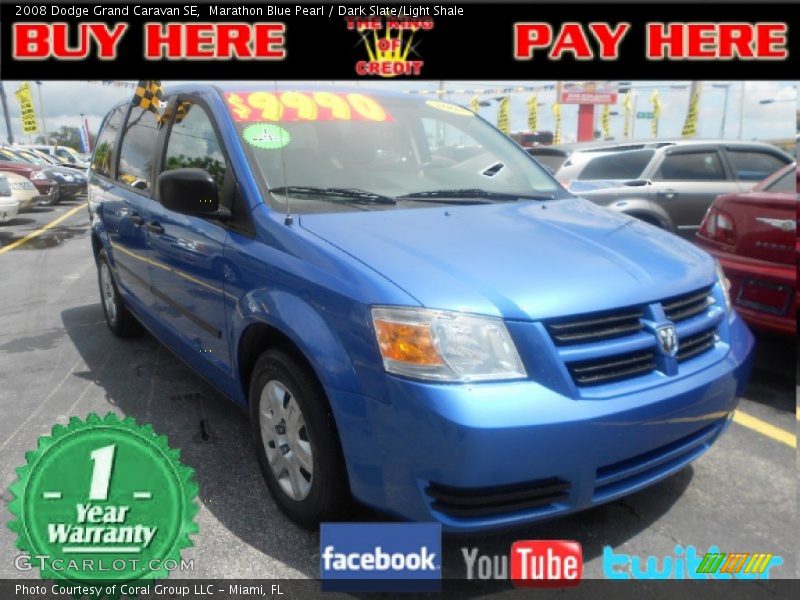 Marathon Blue Pearl / Dark Slate/Light Shale 2008 Dodge Grand Caravan SE