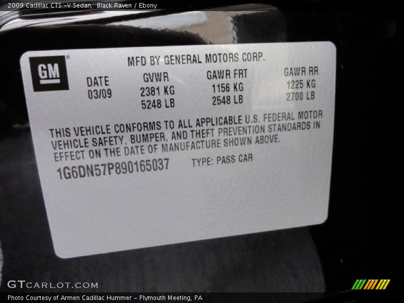 Black Raven / Ebony 2009 Cadillac CTS -V Sedan