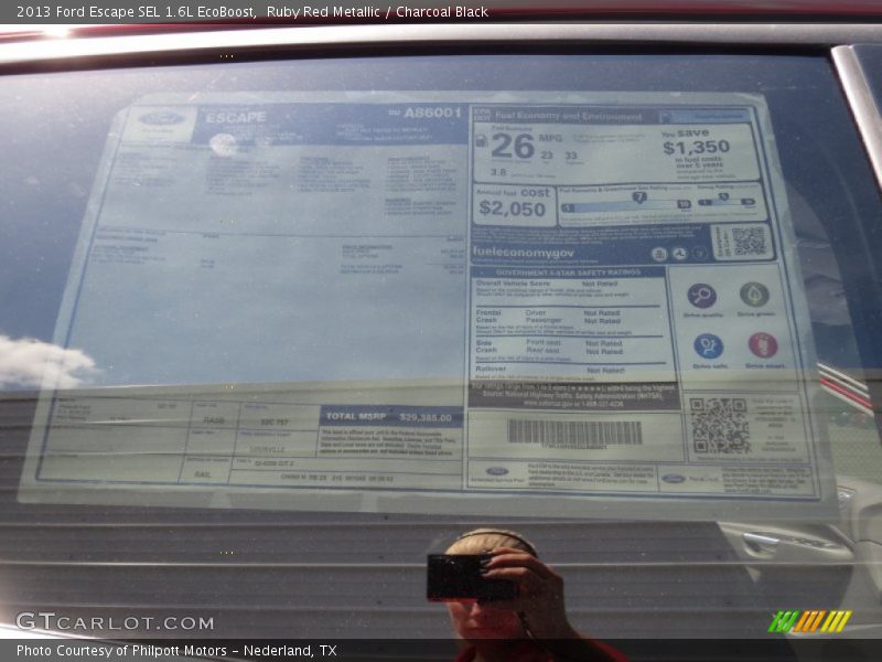 Ruby Red Metallic / Charcoal Black 2013 Ford Escape SEL 1.6L EcoBoost