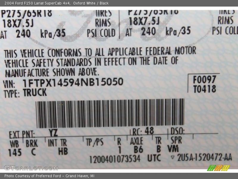 Oxford White / Black 2004 Ford F150 Lariat SuperCab 4x4