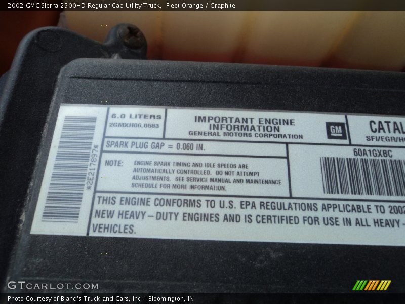 Fleet Orange / Graphite 2002 GMC Sierra 2500HD Regular Cab Utility Truck