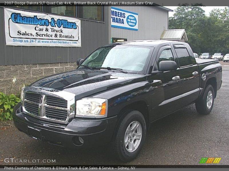 Brilliant Black Crystal Pearl / Medium Slate Gray 2007 Dodge Dakota SLT Quad Cab 4x4