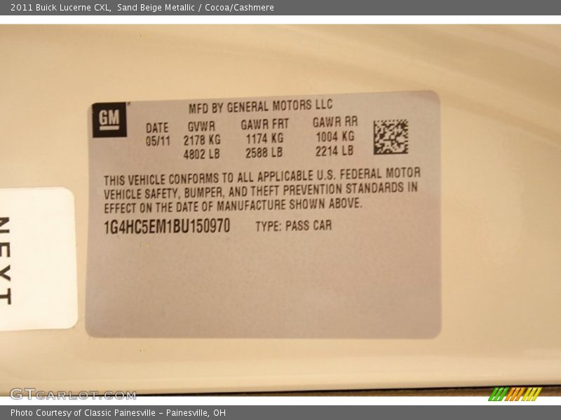 Sand Beige Metallic / Cocoa/Cashmere 2011 Buick Lucerne CXL