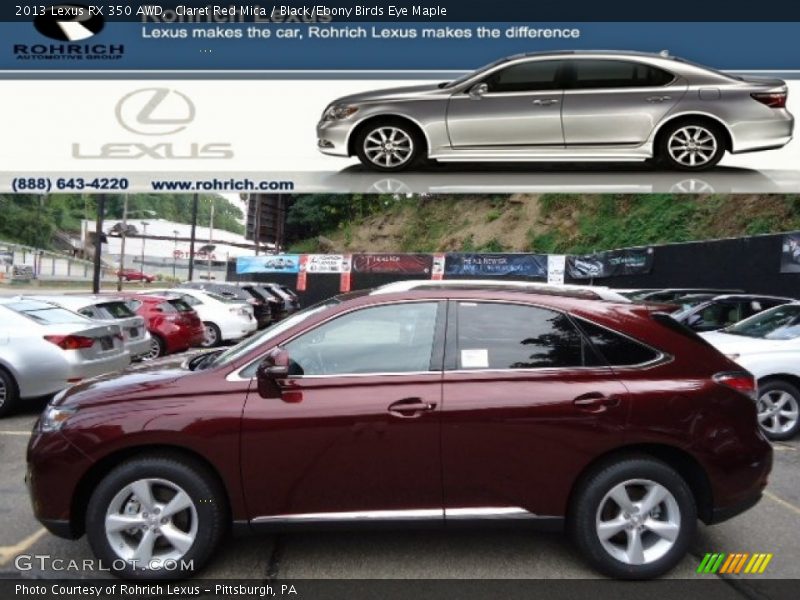 Claret Red Mica / Black/Ebony Birds Eye Maple 2013 Lexus RX 350 AWD