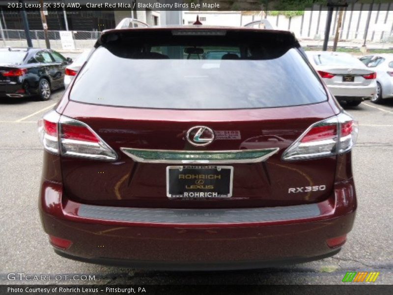 Claret Red Mica / Black/Ebony Birds Eye Maple 2013 Lexus RX 350 AWD