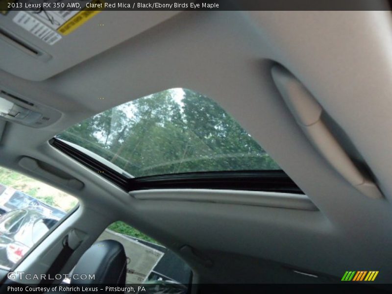 Claret Red Mica / Black/Ebony Birds Eye Maple 2013 Lexus RX 350 AWD