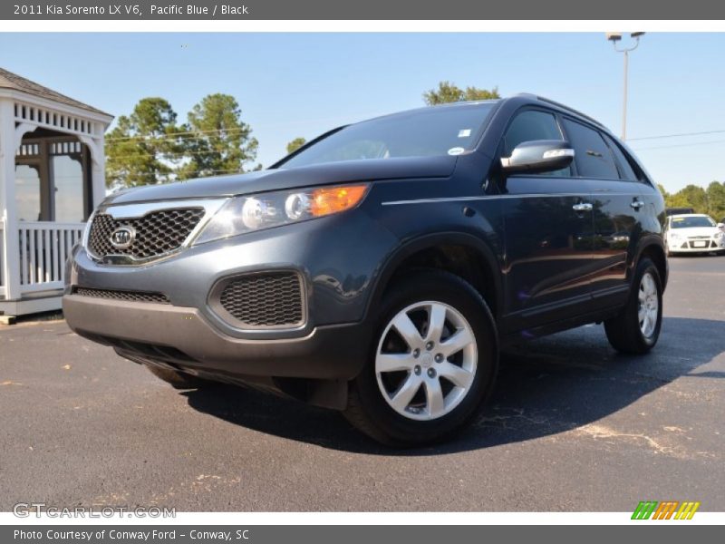 Pacific Blue / Black 2011 Kia Sorento LX V6