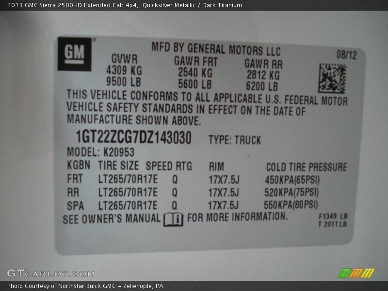 Quicksilver Metallic / Dark Titanium 2013 GMC Sierra 2500HD Extended Cab 4x4