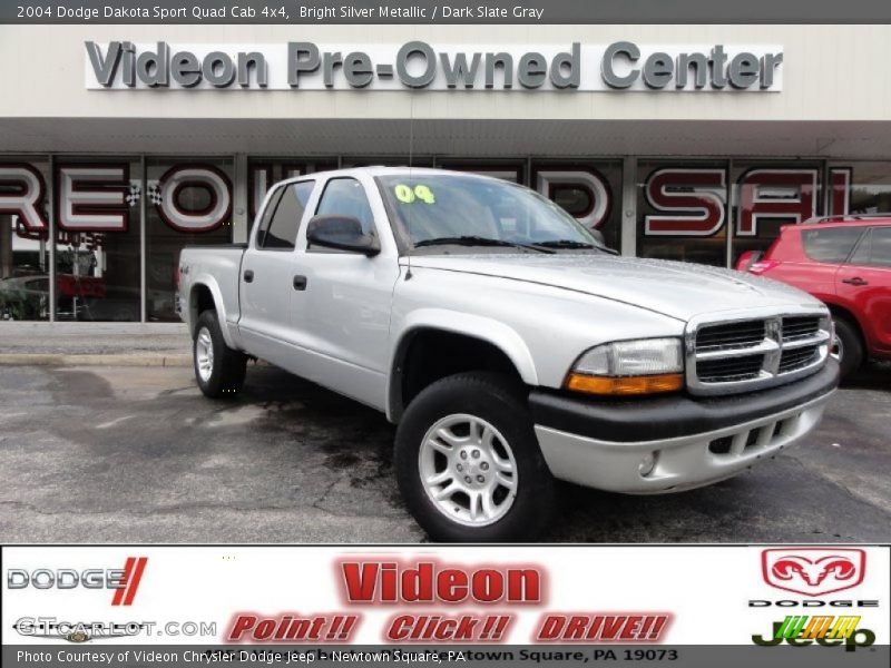 Bright Silver Metallic / Dark Slate Gray 2004 Dodge Dakota Sport Quad Cab 4x4
