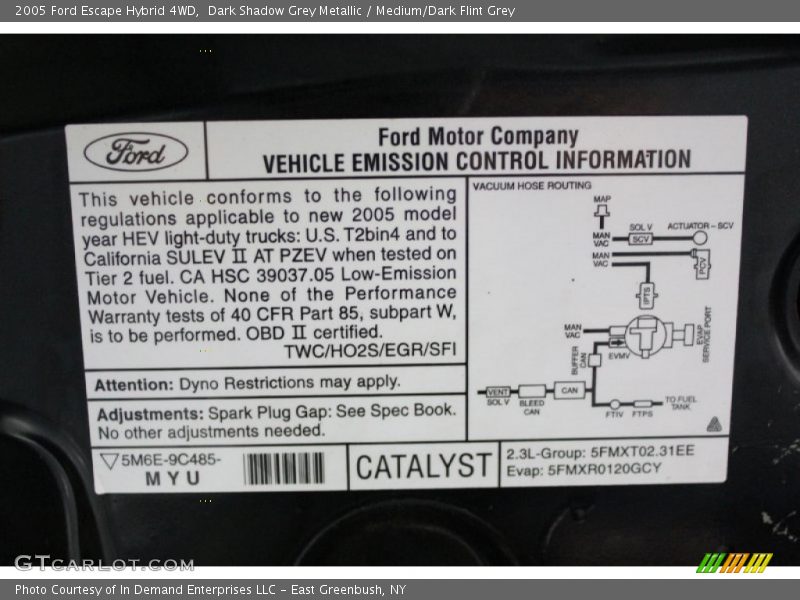Dark Shadow Grey Metallic / Medium/Dark Flint Grey 2005 Ford Escape Hybrid 4WD