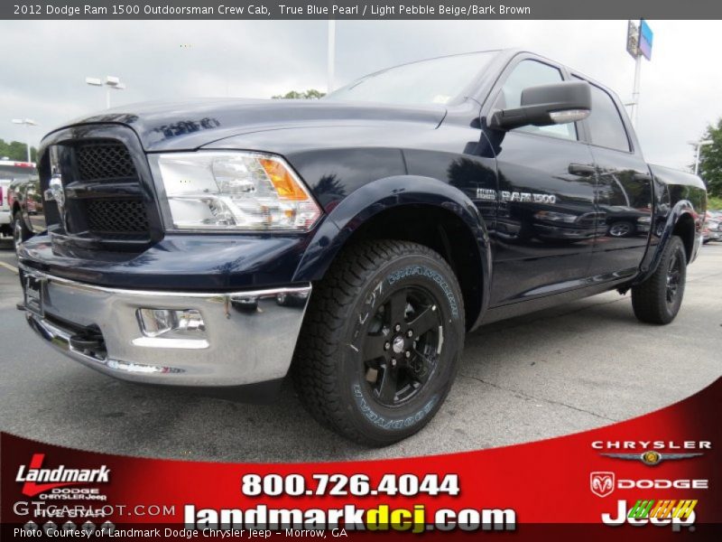 True Blue Pearl / Light Pebble Beige/Bark Brown 2012 Dodge Ram 1500 Outdoorsman Crew Cab