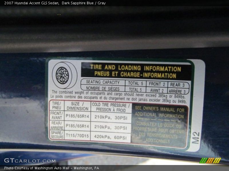 Dark Sapphire Blue / Gray 2007 Hyundai Accent GLS Sedan