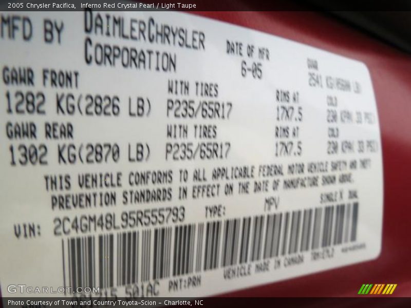 Inferno Red Crystal Pearl / Light Taupe 2005 Chrysler Pacifica