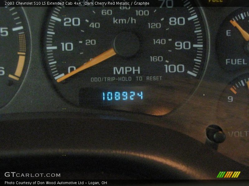 Dark Cherry Red Metallic / Graphite 2003 Chevrolet S10 LS Extended Cab 4x4