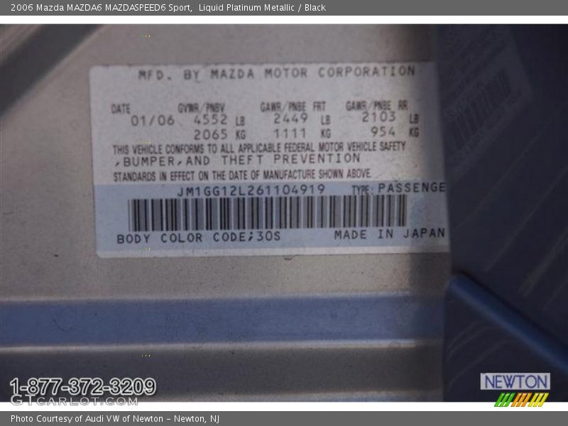 Liquid Platinum Metallic / Black 2006 Mazda MAZDA6 MAZDASPEED6 Sport