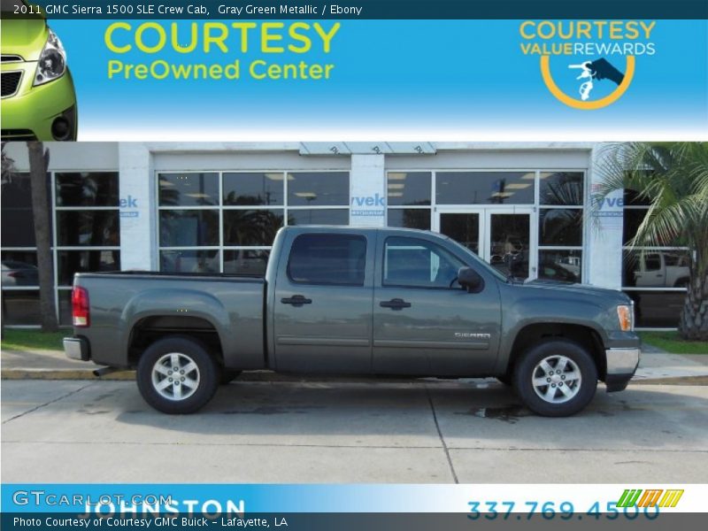 Gray Green Metallic / Ebony 2011 GMC Sierra 1500 SLE Crew Cab