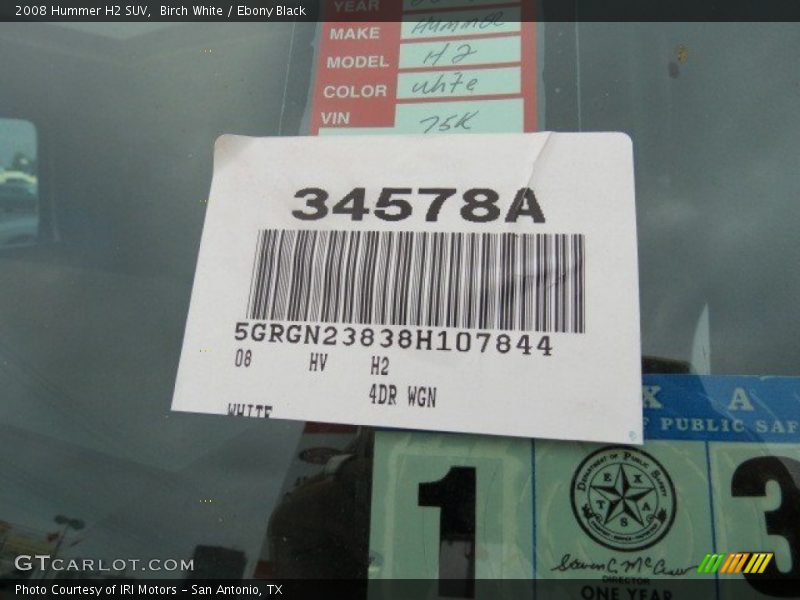 Birch White / Ebony Black 2008 Hummer H2 SUV