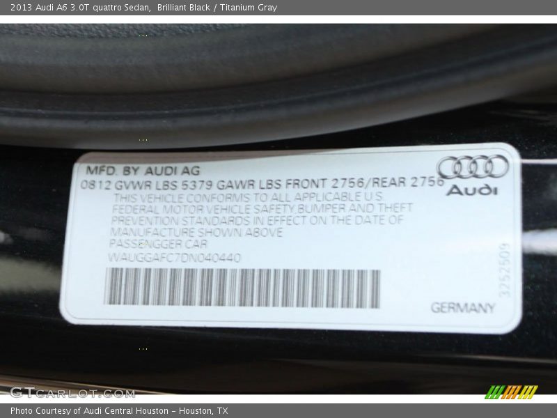 Brilliant Black / Titanium Gray 2013 Audi A6 3.0T quattro Sedan