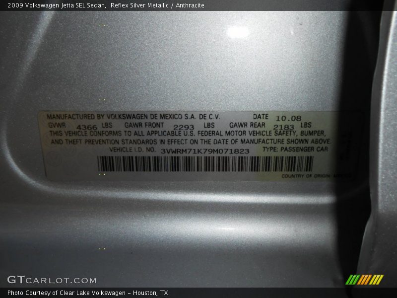 Reflex Silver Metallic / Anthracite 2009 Volkswagen Jetta SEL Sedan