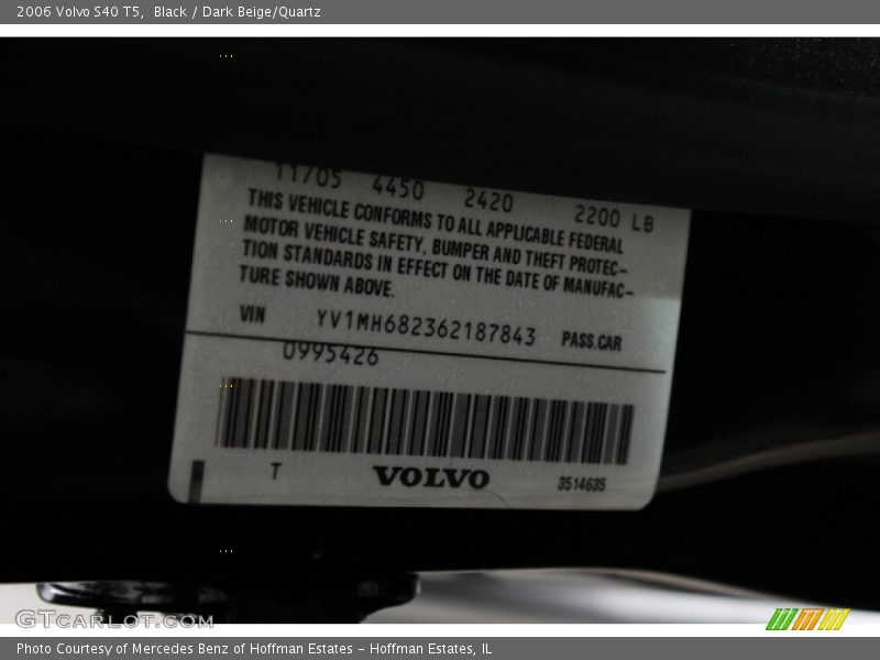 Black / Dark Beige/Quartz 2006 Volvo S40 T5