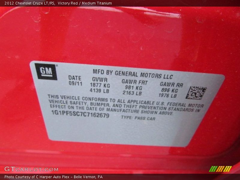Victory Red / Medium Titanium 2012 Chevrolet Cruze LT/RS