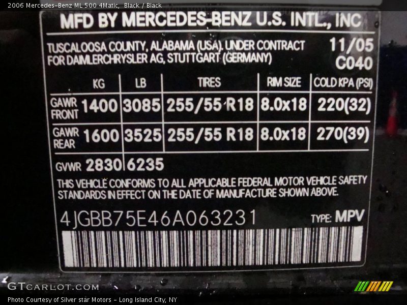Black / Black 2006 Mercedes-Benz ML 500 4Matic