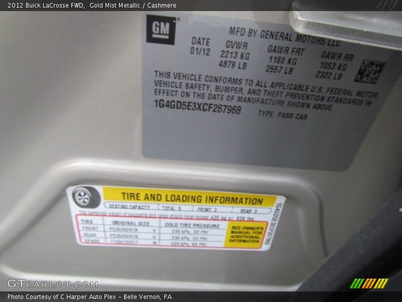 Gold Mist Metallic / Cashmere 2012 Buick LaCrosse FWD