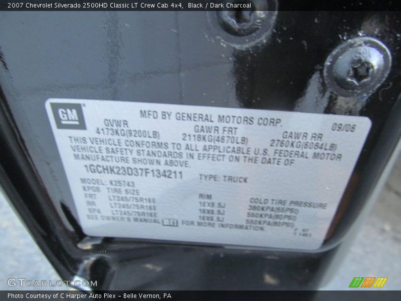 Black / Dark Charcoal 2007 Chevrolet Silverado 2500HD Classic LT Crew Cab 4x4