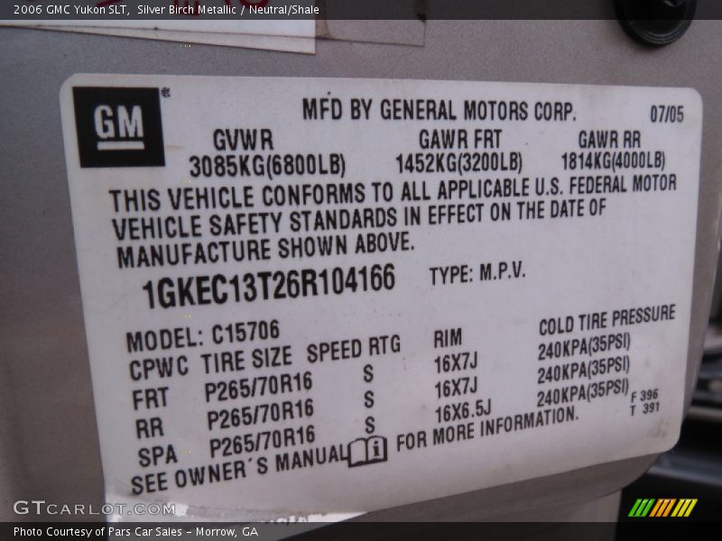 Silver Birch Metallic / Neutral/Shale 2006 GMC Yukon SLT