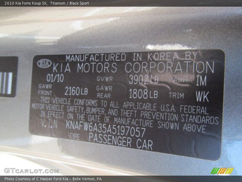 Titanium / Black Sport 2010 Kia Forte Koup SX
