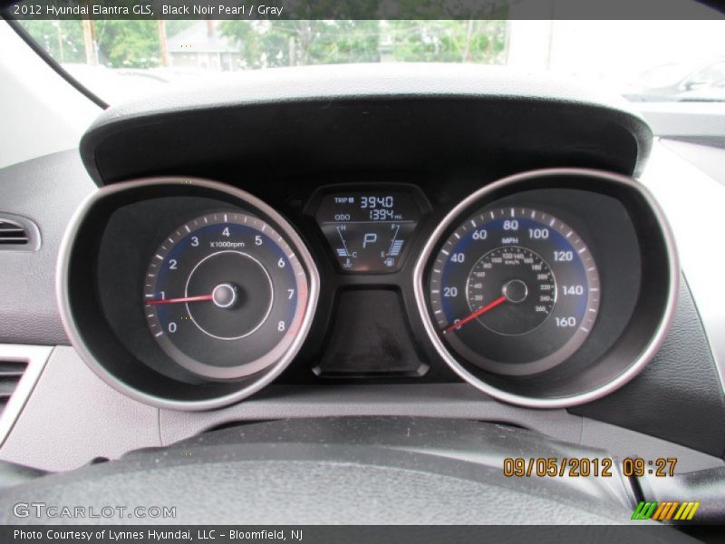 Black Noir Pearl / Gray 2012 Hyundai Elantra GLS