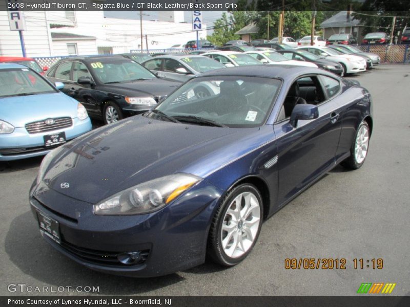 Regatta Blue / GT Black Leather/Black Sport Grip 2008 Hyundai Tiburon GT