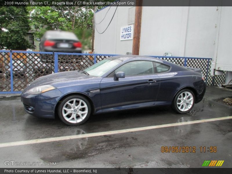 Regatta Blue / GT Black Leather/Black Sport Grip 2008 Hyundai Tiburon GT