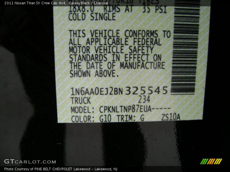 Galaxy Black / Charcoal 2011 Nissan Titan SV Crew Cab 4x4