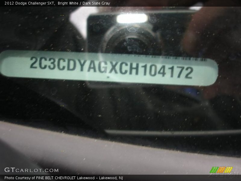 Bright White / Dark Slate Gray 2012 Dodge Challenger SXT
