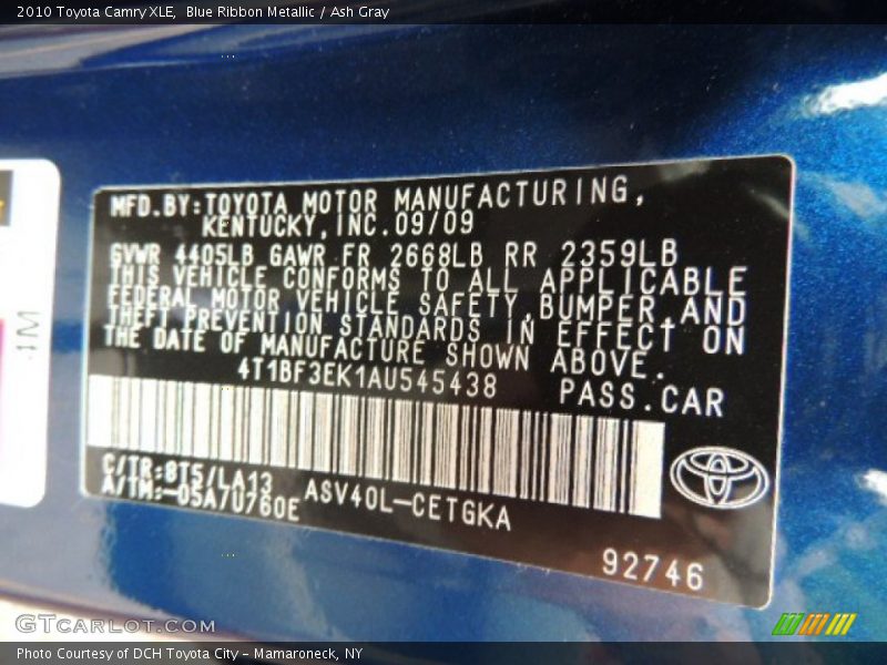 Blue Ribbon Metallic / Ash Gray 2010 Toyota Camry XLE