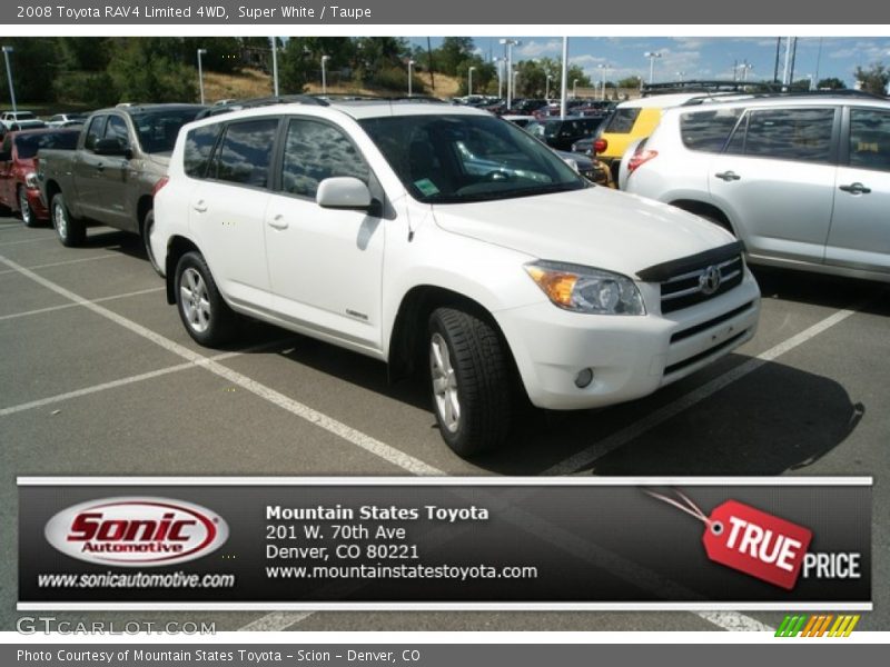 Super White / Taupe 2008 Toyota RAV4 Limited 4WD
