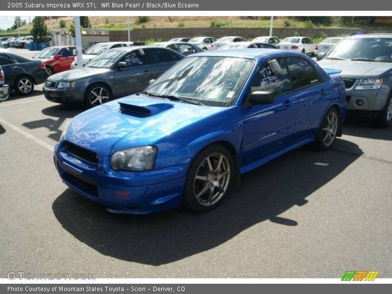 WR Blue Pearl / Black/Blue Ecsaine 2005 Subaru Impreza WRX STi