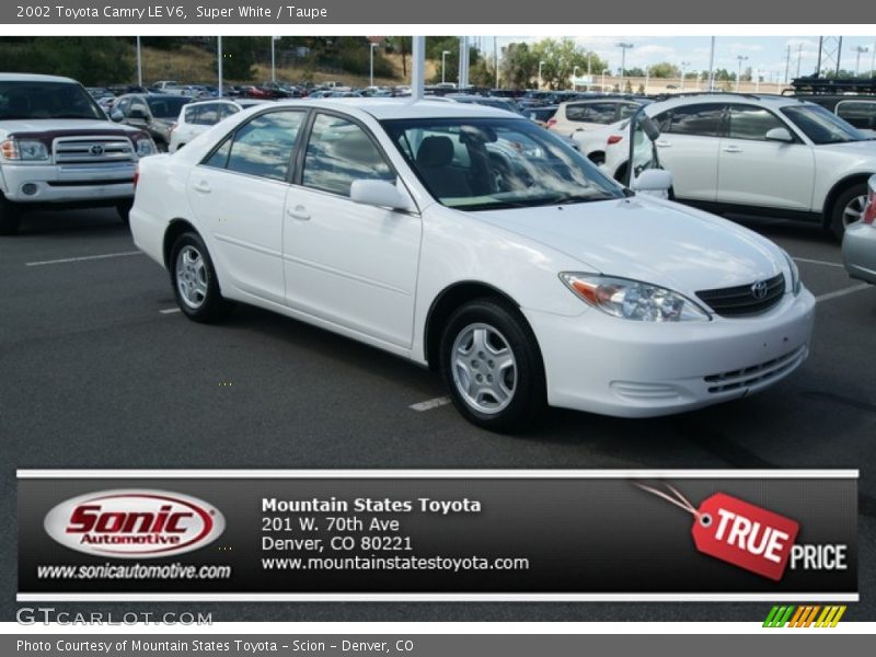 Super White / Taupe 2002 Toyota Camry LE V6